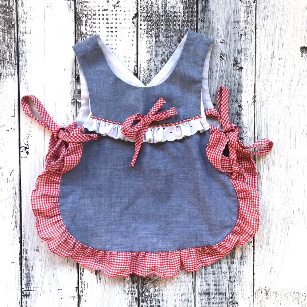 Vintage J.C. Penny Toddle Time Gingham Tie Apron